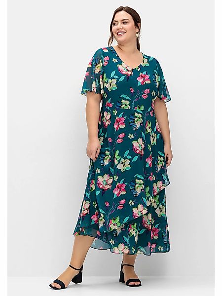 Sheego Abendkleid "Große Größen", mit Blumenprint, blickdicht gefüttert günstig online kaufen