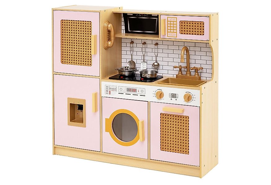 COSTWAY Spielküche Holz, kinder holz, Kinderküchen-Spielset mit Sound und L günstig online kaufen