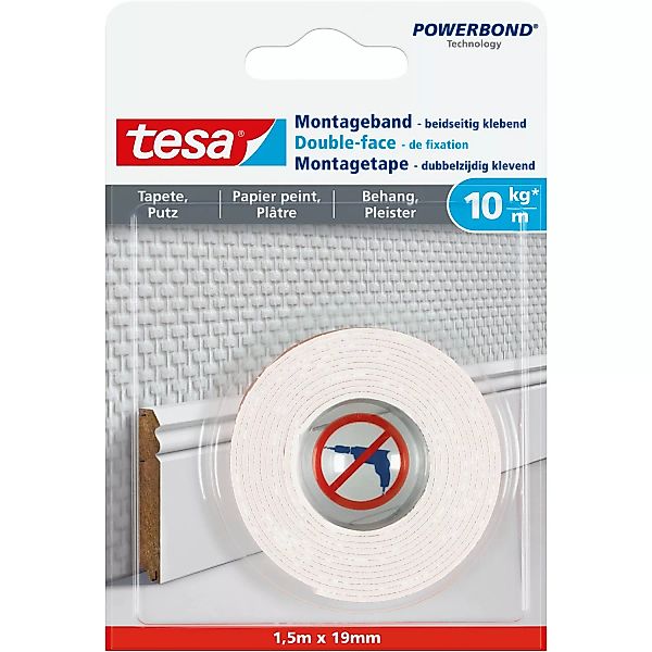 Tesa Montageband für Tapeten und Putz 1,5 m günstig online kaufen