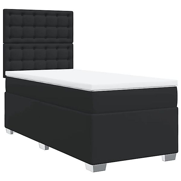 vidaXL Boxspringbett mit Matratze Schwarz 90x190 cm Kunstleder 3293000 günstig online kaufen