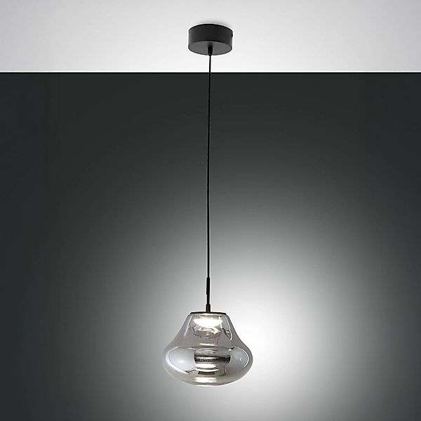 LED-Pendelleuchte Deva, grau, Glas, Ø 25 cm, CCT, dimmbar günstig online kaufen
