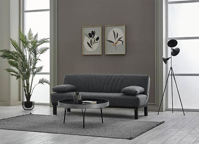 Schlafsofa inkl.  Kippfunktion und 2 Armlehnkissen 190 cm Grau günstig online kaufen