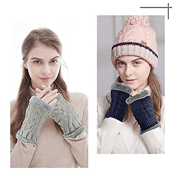 Coonoor Strickhandschuhe Klassisch mit Fleece Futter,Warme Halb Handschuhe günstig online kaufen