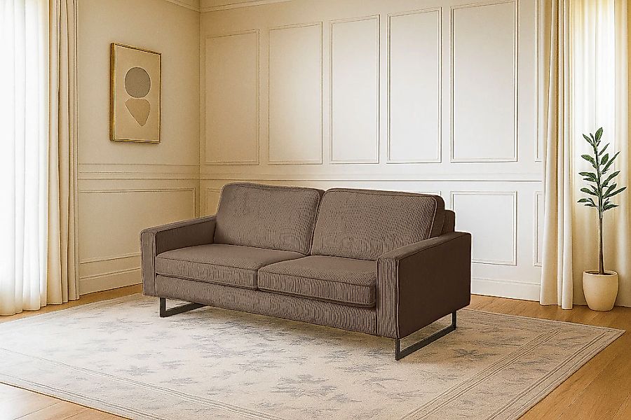 Home affaire 3-Sitzer "Pinto, 206 cm, Cord, Chenille, Lederoptik" mit Keder günstig online kaufen