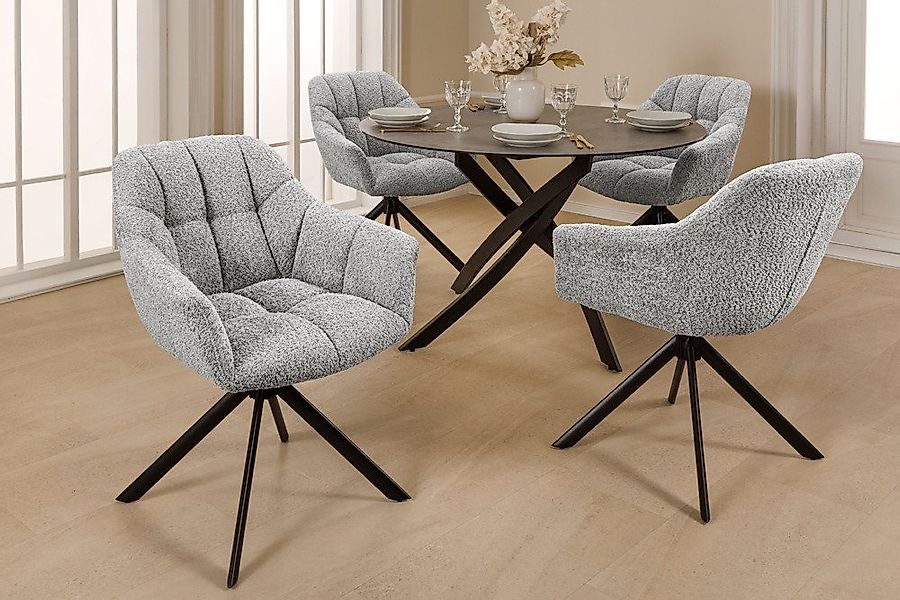 riess-ambiente Polsterstuhl PAPILLON grau/schwarz – Bouclé-Bezug, mit Armle günstig online kaufen