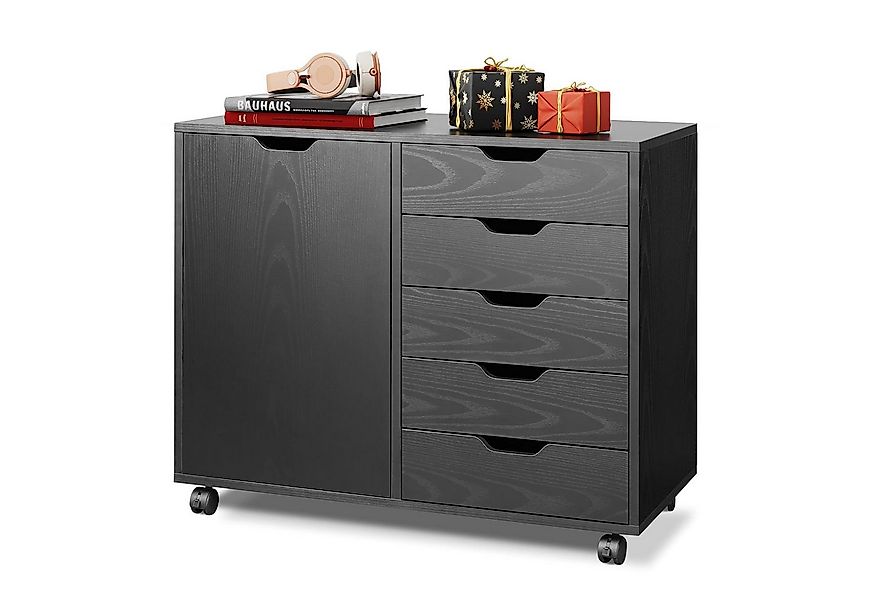 DEVAISE Aktenschrank Rollcontainer mit 5 Schubladen & Tür, Schubladenschran günstig online kaufen