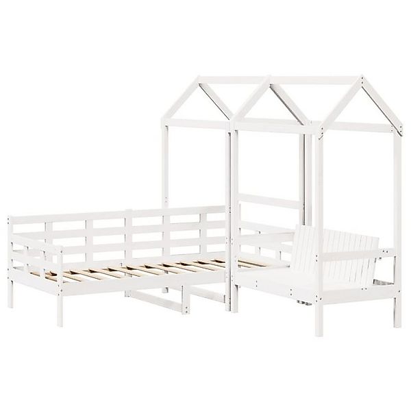vidaXL Bett Tagesbett und Bank mit Dach Weiß 80x200 cm Kiefernholz günstig online kaufen