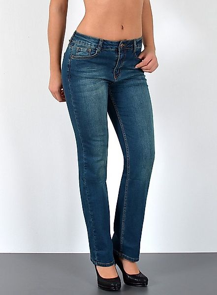 ESRA Straight-Jeans High Waist Damen Jeans Straight Leg Hose Stretch gerade günstig online kaufen