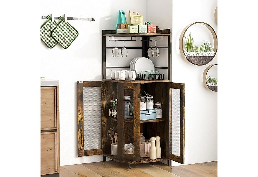 KOMFOTTEU Weinschrank Eck-Barschrank mit Glashalter,mit 2 Türen günstig online kaufen