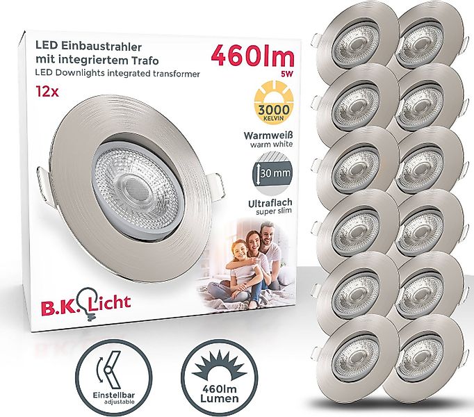 B.K.Licht LED Einbauleuchte 12er Set Einbaustrahler, Schwenkbar, Deckenspot günstig online kaufen