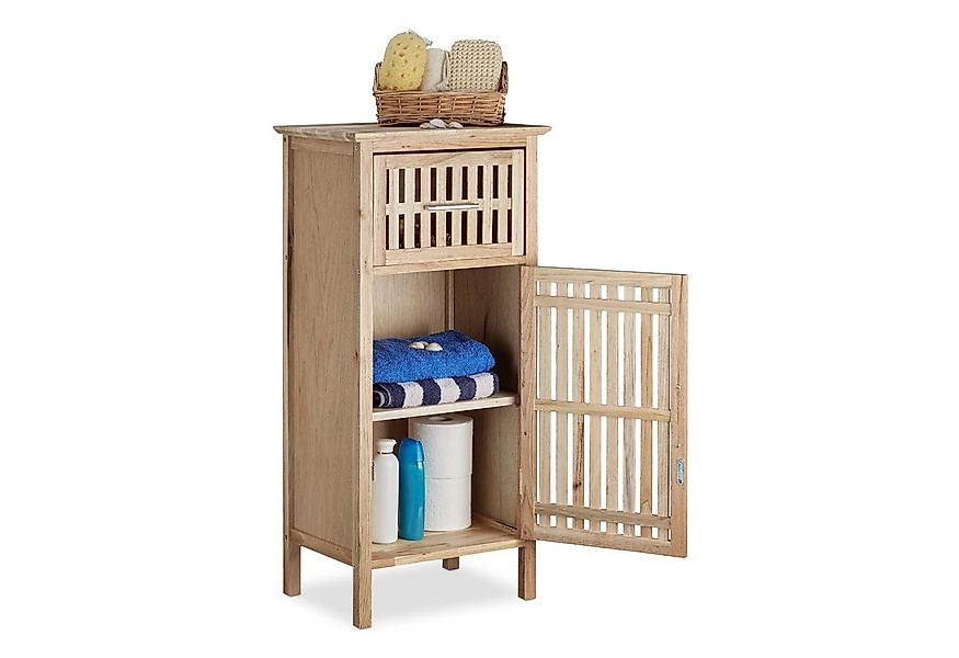 relaxdays Badregal Badschrank Walnuss freistehend günstig online kaufen
