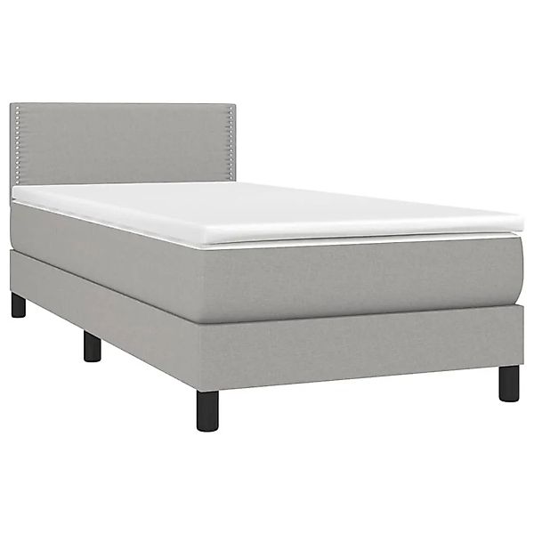 vidaXL Boxspringbett mit Matratze & LED Hellgrau 90x190 cm Stoff 3133037 günstig online kaufen