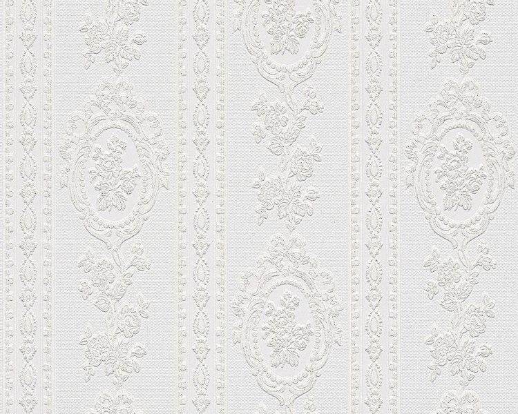 Bricoflor Romantische Tapete in Weiß Florale Barock Tapete mit Glitzer Idea günstig online kaufen