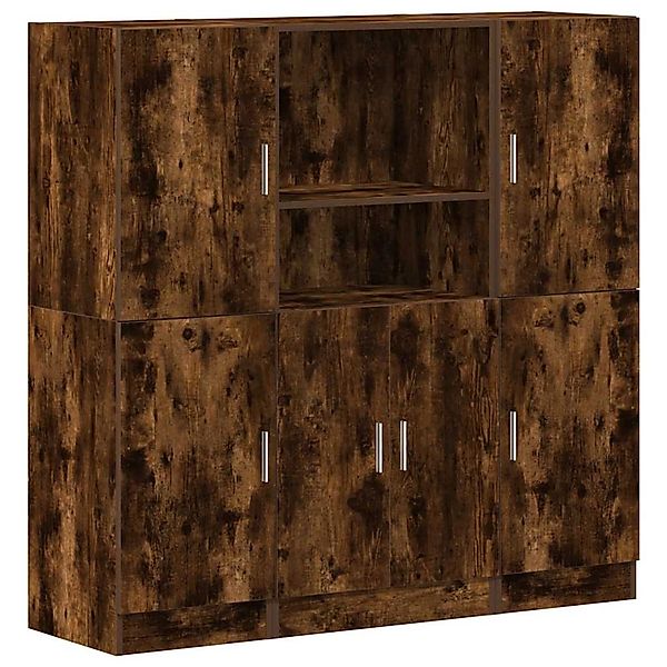 vidaXL 3-Tlg Küchenschrank-Set Räuchereiche Holzwerkstoff 3324155 günstig online kaufen