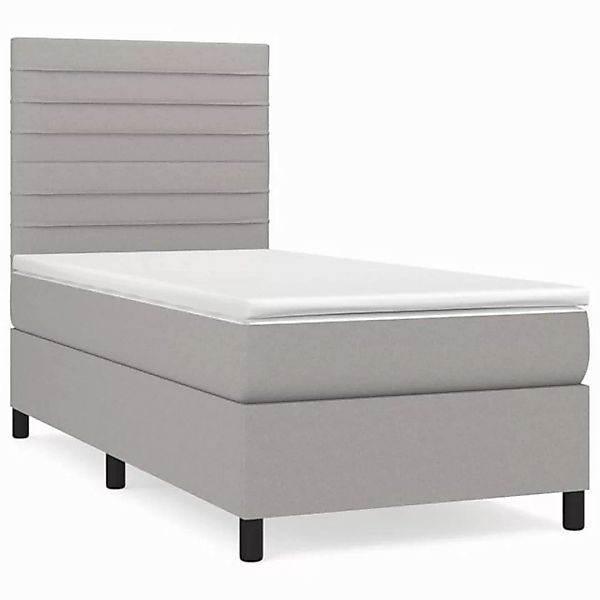 vidaXL Boxspringbett Boxspringbett mit Matratze Hellgrau 100x200 cm Stoff B günstig online kaufen