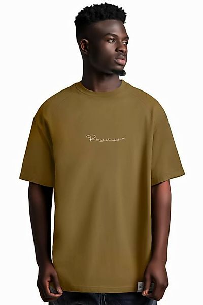 Reichstadt Oversize-Shirt Casual T-shirt 22RS033 Kaki S mit Stitching auf d günstig online kaufen