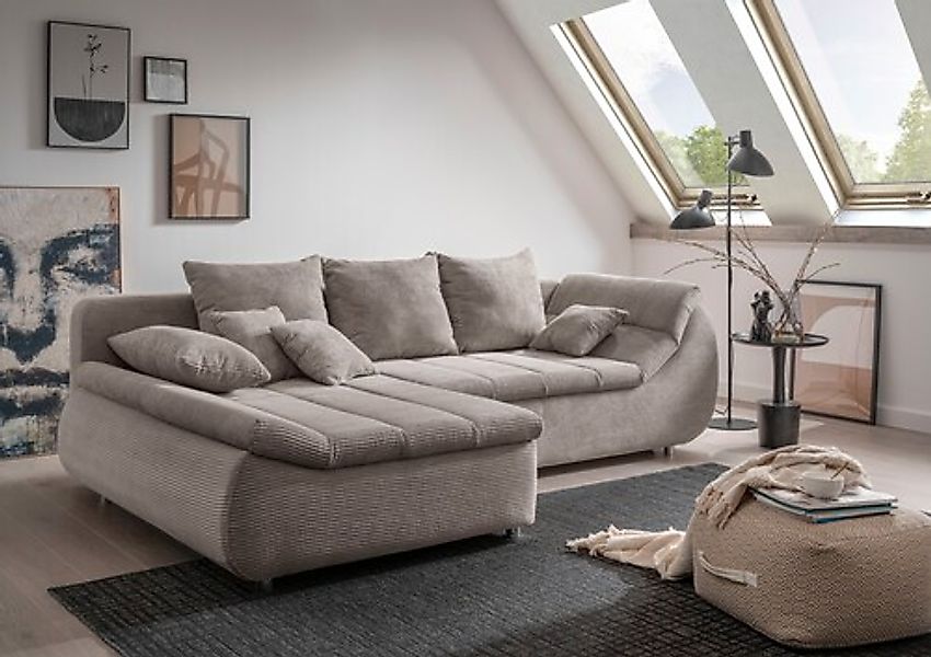 INOSIGN Ecksofa »Imola elegant und bequem, aktuelle Steppung im Sitz, L-For günstig online kaufen