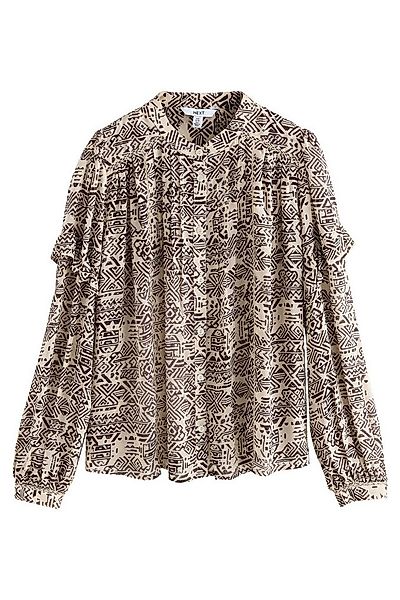 Next Langarmbluse Langärmelige Bluse mit Print, Biesen und Rüschen (1-tlg) günstig online kaufen