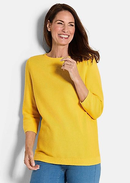 GOLDNER Strickpullover Kurzgröße: Eleganter Baumwollpullover, Halbarm günstig online kaufen