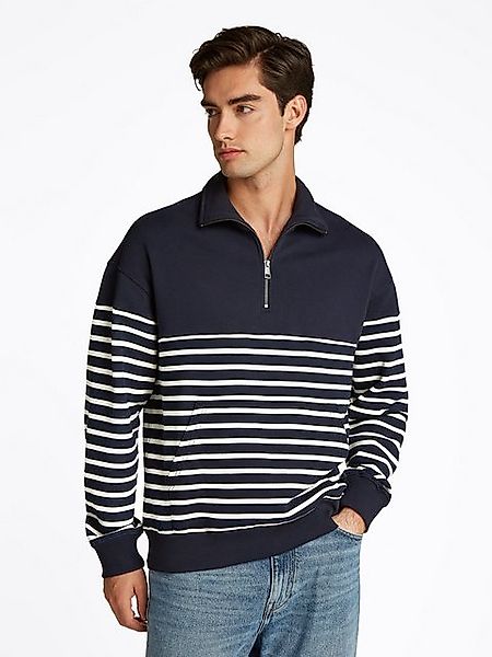 Tommy Hilfiger Sweatshirt PLACED STRIPE 1/4 ZIP Mit Rundhalsausschnitt günstig online kaufen