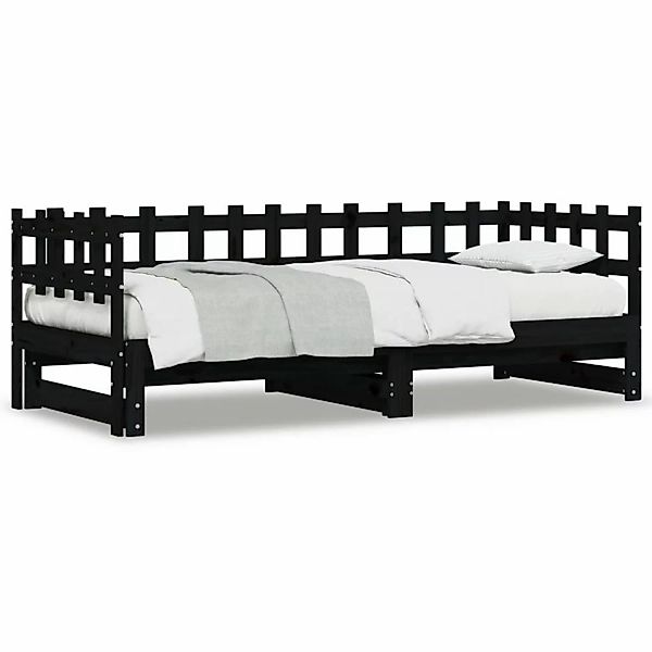 vidaXL Bett Tagesbett Ausziehbar Schwarz 2x(80x200) günstig online kaufen