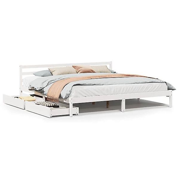 vidaXL Bett, Massivholzbett ohne Matratze Weiß 200x200 cm Kiefernholz günstig online kaufen