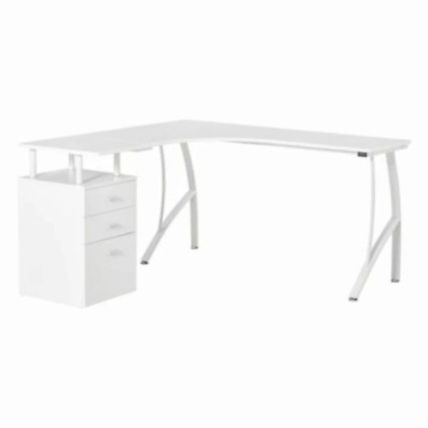 HOMCOM Schreibtisch in L-Form mit Schubladen weiß günstig online kaufen