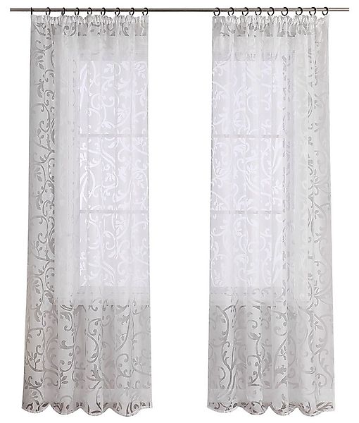 Joyswahl Gardine Jessica (1 St), Kräuselband, Voile Ausbrenner mit Ranken günstig online kaufen