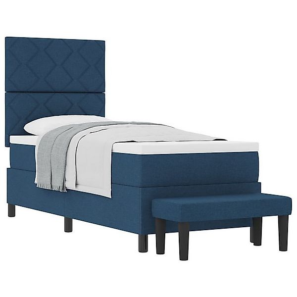 vidaXL Bett Boxspringbett mit Matratze & Bank Blau 80x200 cm Stoff (2-tlg) günstig online kaufen