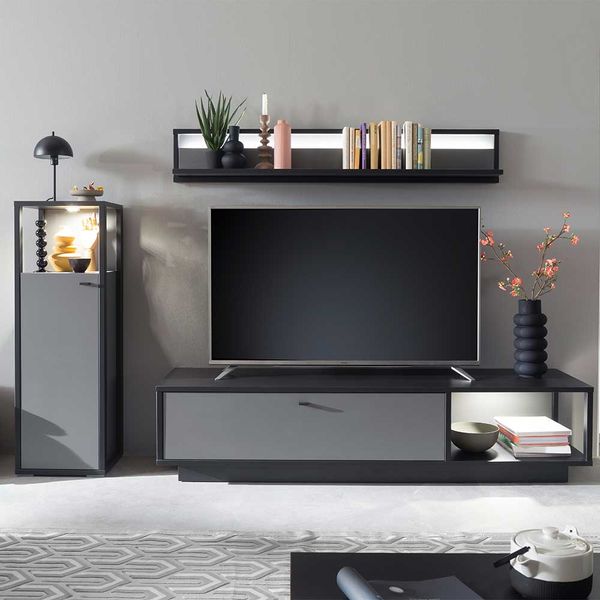 Wohnzimmeranbauwand mit TV Platz 50 cm tief (dreiteilig) günstig online kaufen