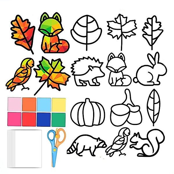 CLTYQ Fensterfolie Herbst Bastelset für Kinder,DIY günstig online kaufen