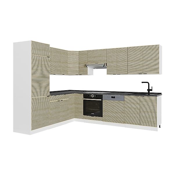 Vicco Fame-Line Eckküche Eiche Paneel/Weiß 227 x 287 cm AP Anthrazit günstig online kaufen