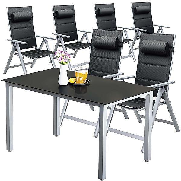Garten-Sitzgruppe Bern Premium 7-tlg Silber Alu günstig online kaufen