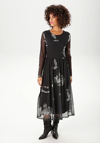 Aniston CASUAL Midikleid mit großflächigen Batik-Blüten bedruckt günstig online kaufen