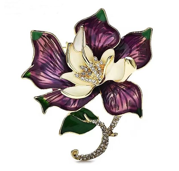 Dark-Desires Brosche Große vintage Brosche Lotusblüte gold-violett, Große v günstig online kaufen