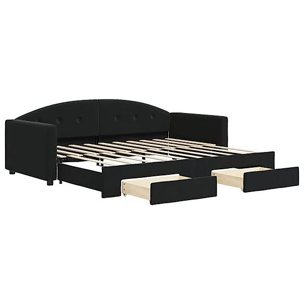 vidaXL Bett, Tagesbett Ausziehbar mit Schubladen Schwarz 90x190 cm Samt günstig online kaufen