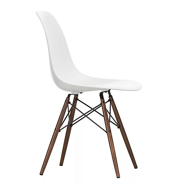 Vitra - Eames Plastic Side Chair DSW Gestell Ahorn dunkel - weiß/Sitzschale günstig online kaufen