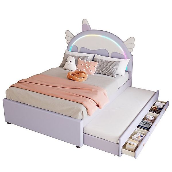 Ulife Polsterbett Einhornform Kinderbett Familienbett mit ausziehbarem Roll günstig online kaufen