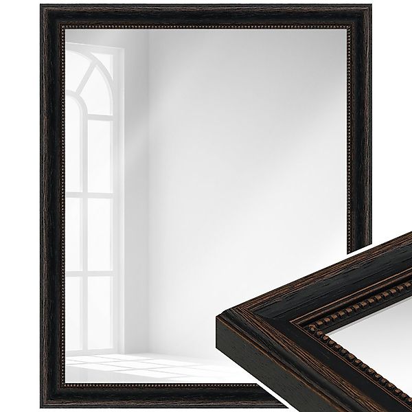 WANDStyle Wandspiegel H390, Schwarz, aus Massivholz günstig online kaufen