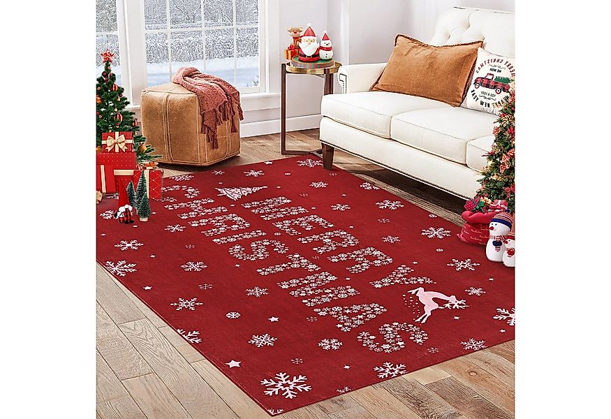 GarveeMore Teppich Wohnzimmer Weihnachtsteppich Waschbar rutschfest Teppich günstig online kaufen