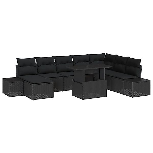 vidaXL Garten-Sofa-Set mit Speicher 9-Tlg Schwarz Poly Rattan 3357976 günstig online kaufen
