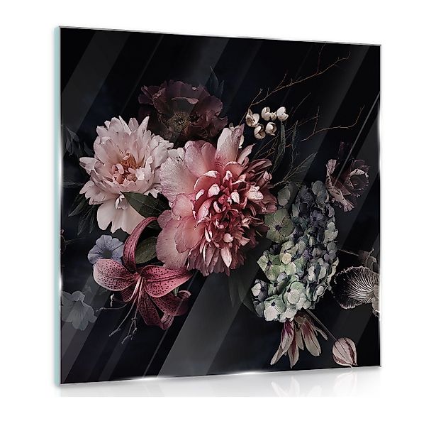Wallarena Glasbild Blumen Schwarz Modern groß günstig online kaufen