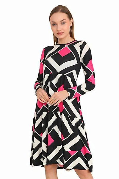 Bongual Midikleid A-Linien-Kleid Stufenkleid Rhombenmuster günstig online kaufen