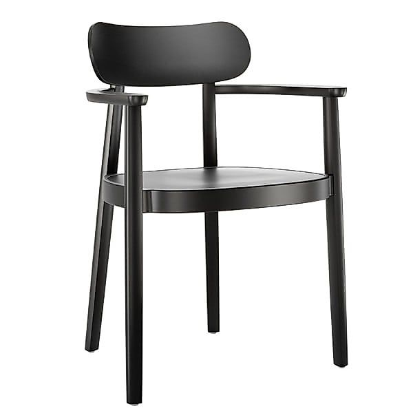 THONET 118 MFV Holzstuhl mit Armlehnen | Muldensitz | Buche gebeizt schwarz günstig online kaufen