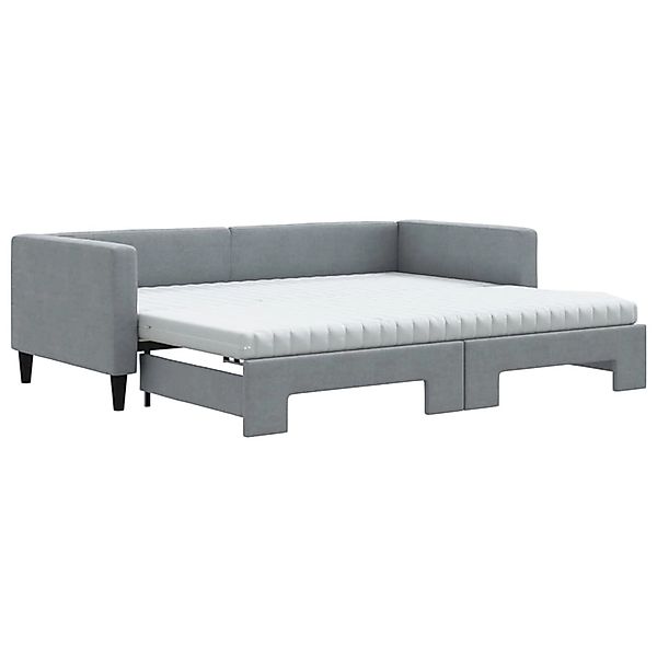 vidaXL Tagesbett Ausziehbar mit Matratze Hellgrau 90x200 cm Stoff1847375 günstig online kaufen
