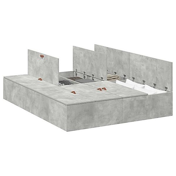 vidaXL Bett Bettgestell mit Stauraum Betongrau 140x200 cm (1-tlg) günstig online kaufen