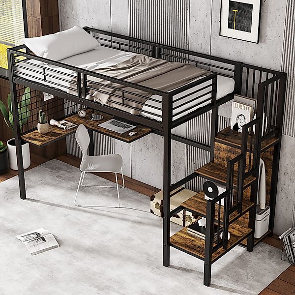 TavilaEcon Hochbett Eisenbett mit Tisch, Kleiderschrank, günstig online kaufen