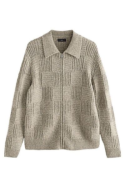 Next Strickjacke Relaxed Fit strukturierte Strickjacke mit RV (1-tlg) günstig online kaufen