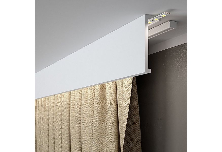 PROVISTON Stuckleiste Polystyrol, 40 x 120 x 2000 mm, Weiß, Vorhangleiste, günstig online kaufen