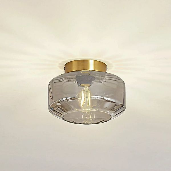Lindby Deckenleuchte Hildur, rauchgrau, Glas, Ø 22 cm günstig online kaufen
